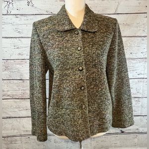 SAG HARBOR (Dress) Vintage 90's Boucle Blazer Button Front Olive/Multi-8